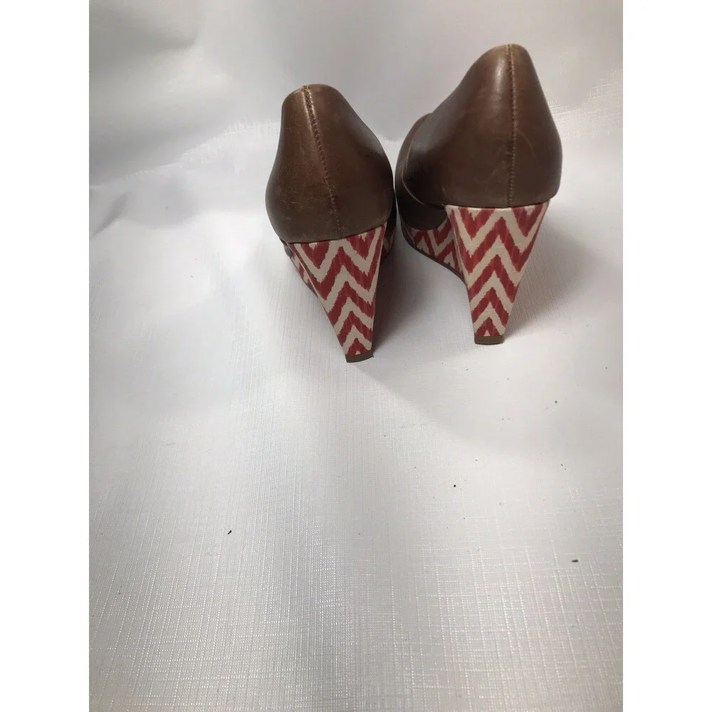 Ella Moss Leather Platform Wedge Chevron Heels Size 7m